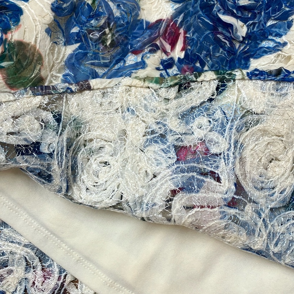 Adrianna Papell textured floral one shoulder  Dress sz 10 - Picture 5 of 10